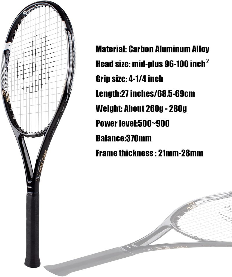 Senston Tennis Rackets for Adults 27 inch Tennis Racquets - 2 Player Tennis Racket Set with 3balls,2 Grips, 2 Vibration Dampers - Image 2